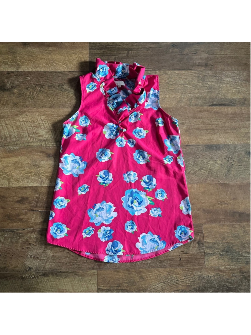 Girls Mud Pie Sleeveless Top Size M Pink Blue Floral Summer